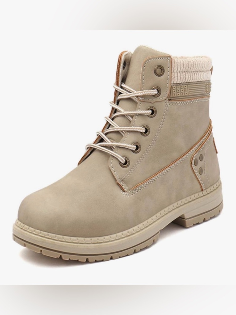 Women's Beige Lace-Up Ankle Boots - Casual Comfort NWT